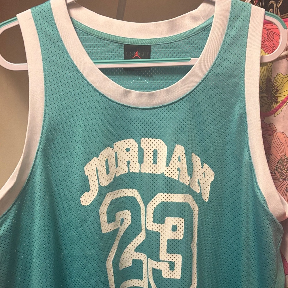 Jordan Aqua and White Mesh Jersey